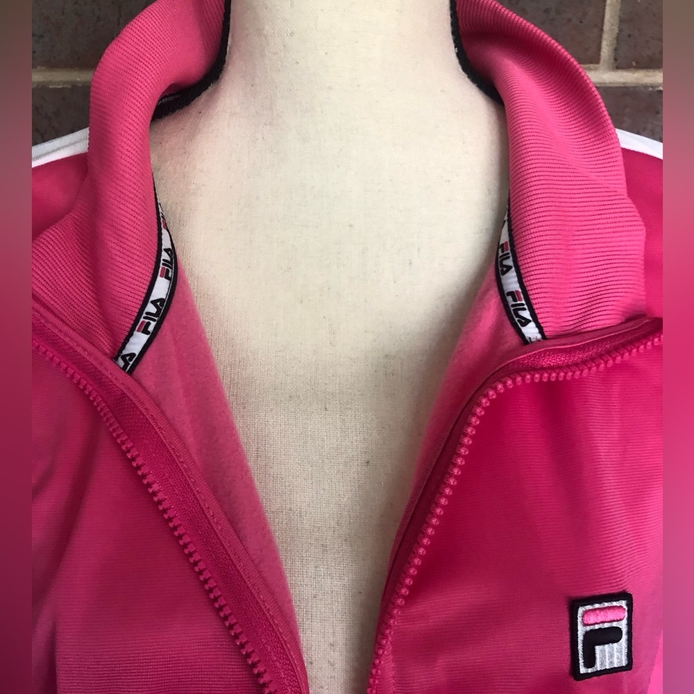 NWT FILA Track Jacket Pink w/White Side Arm Stripe Plus Size 1X Retro Streetware - Picture 3 of 9
